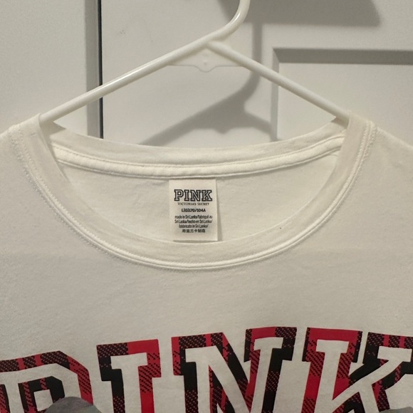 Victoria’s Secret PINK White Red Long Sleeve T-shirt Size Large Women’s - Picture 4 of 7